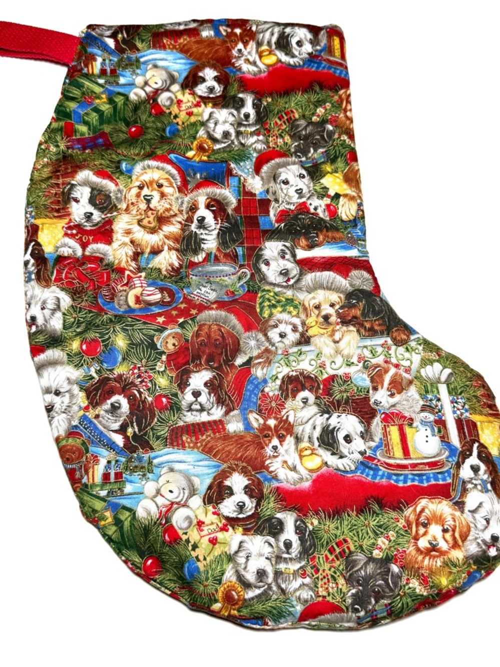 Holiday Puppy Print Dog Stocking - Red & Multi